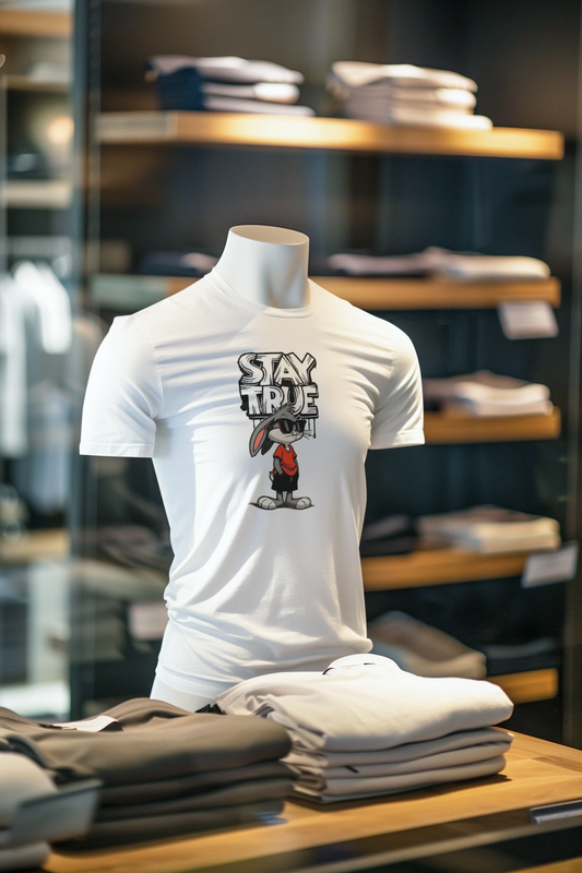 Тениска с графичен дизайн „Stay True Street Bunny“ – 100% органичен памук
