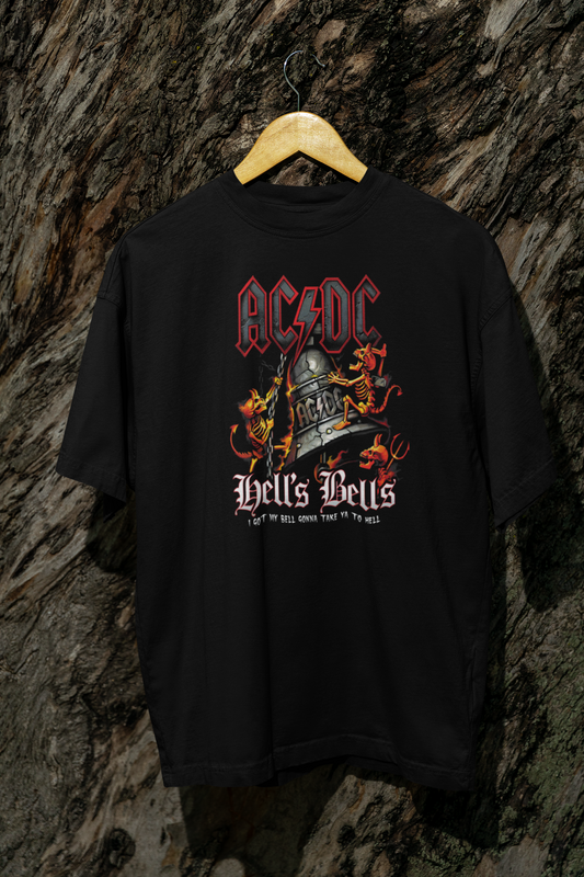„Тениска AC/DC Hell's Bells – Тениска с винтидж графичен дизайн и хеви метъл“