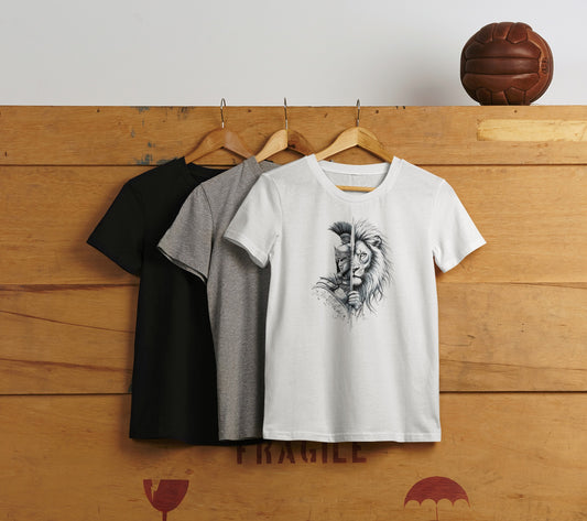 "Warrior Spirit Tee – Lion & Gladiator"