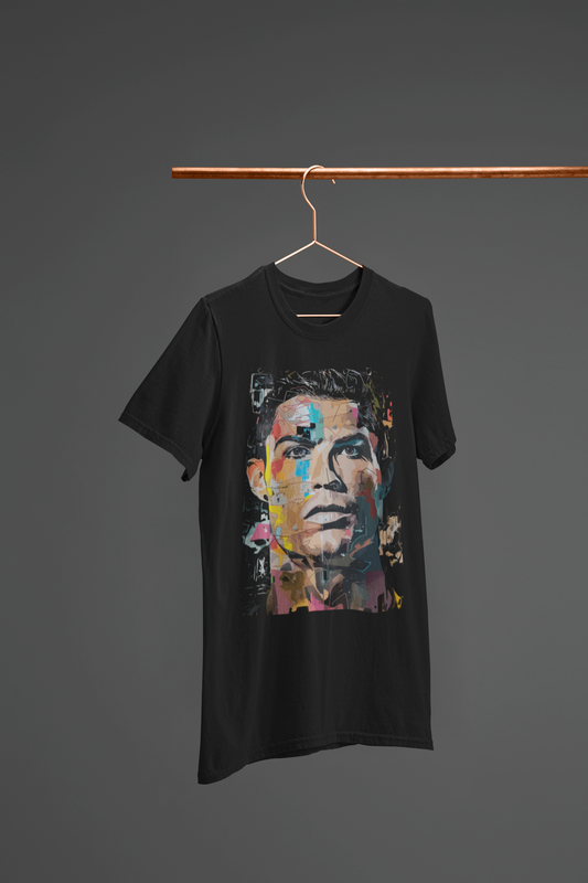 „Тениска с графичен дизайн на Кристиано Роналдо CR7 – лимитирана серия фен арт тениска“